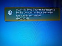 access to sony entertainment network from this system has been banned